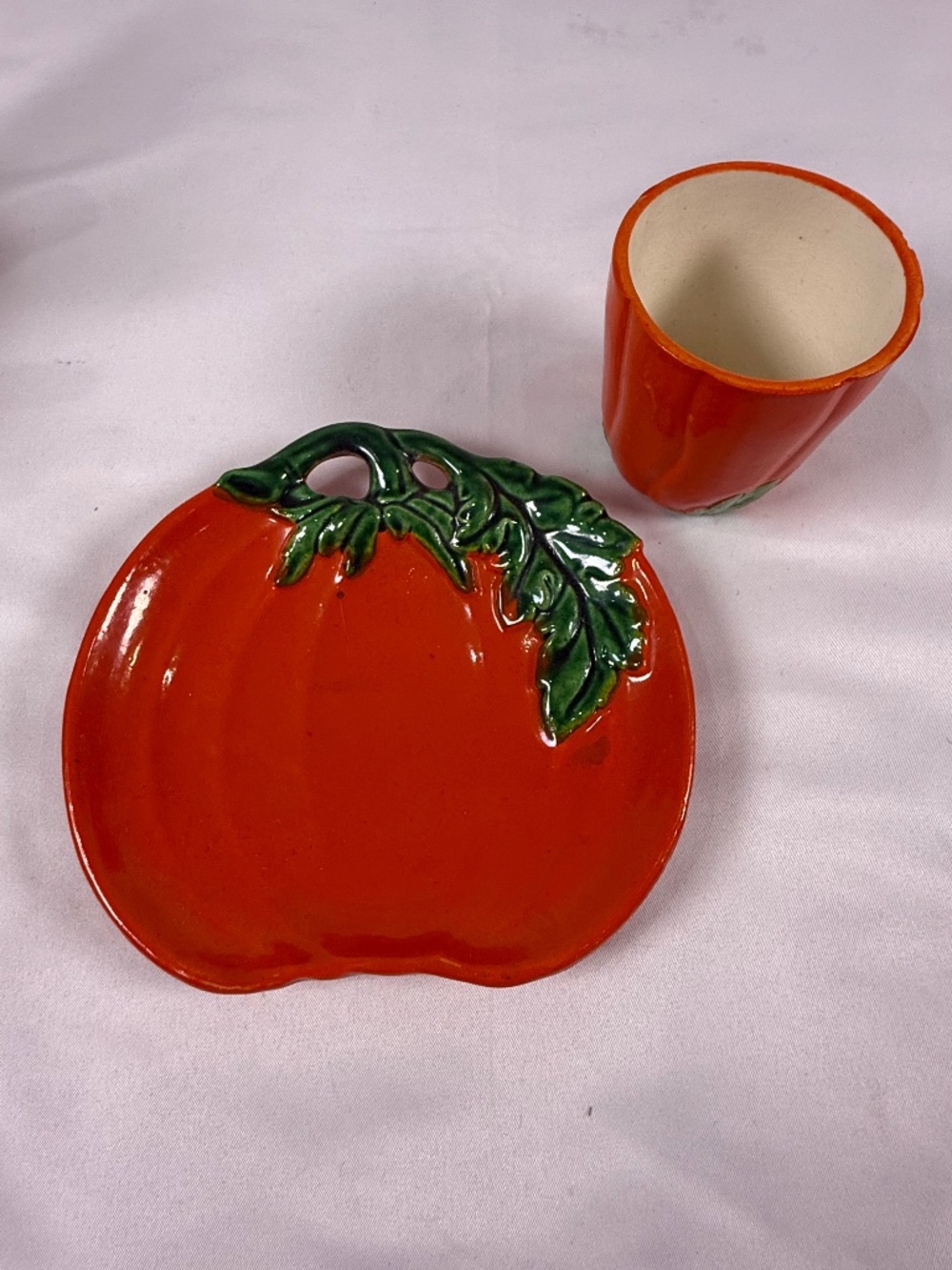 Vintage Maruhon Ware Tomato Plate & Cup Occupied Japan Retro Decor
